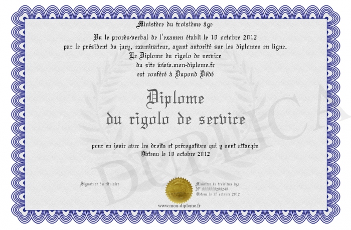 diplome rigolo